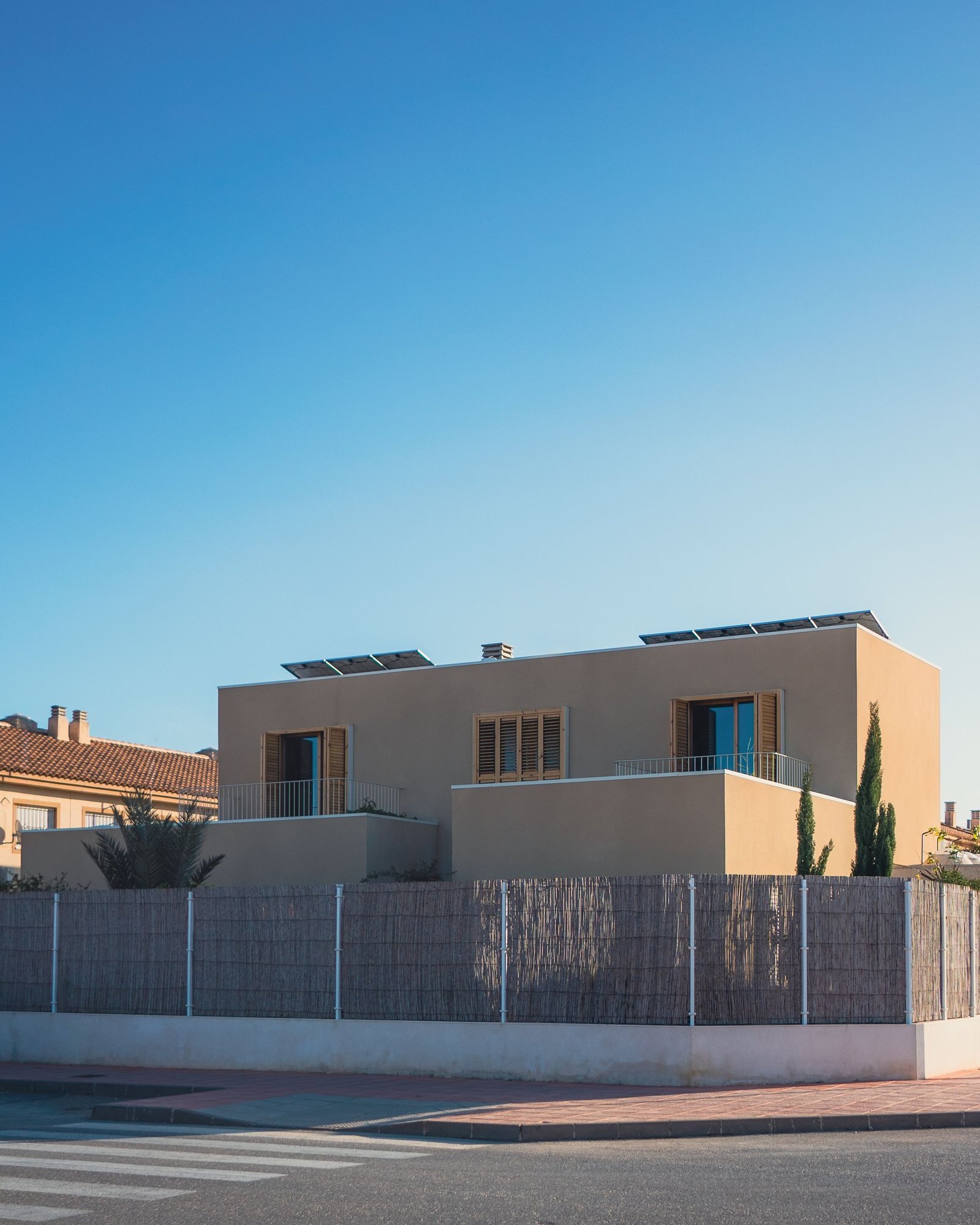 Modern home with solar panels